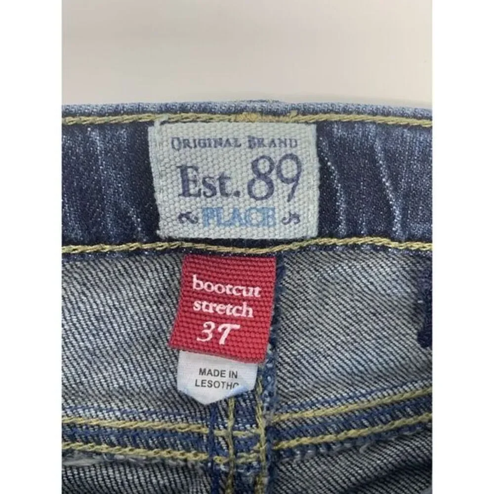 PLACE Blue Denim Bootcut Stretch Adjustable Waist Girl's Jeans Size‎ 3T
